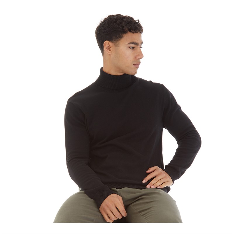 Onfire Mens Roll Neck Sweater Black