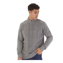 Onfire Mens 1/4 Zip Neck Sweater Grey Twist