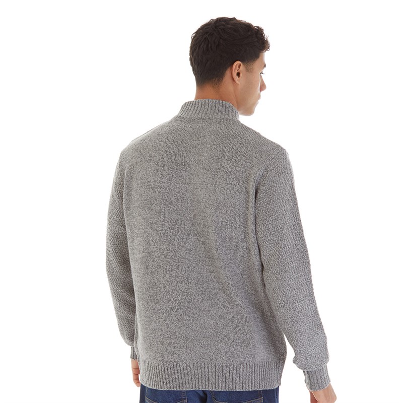 Onfire Mens 1/4 Zip Neck Sweater Grey Twist