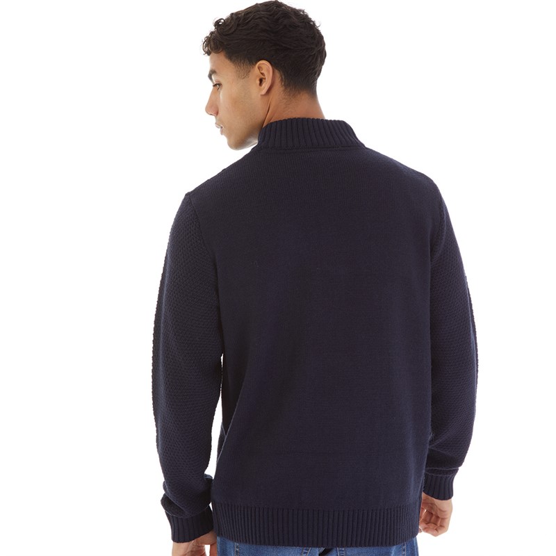 Onfire Mens Cable 1/4 Zip Neck Sweater Navy