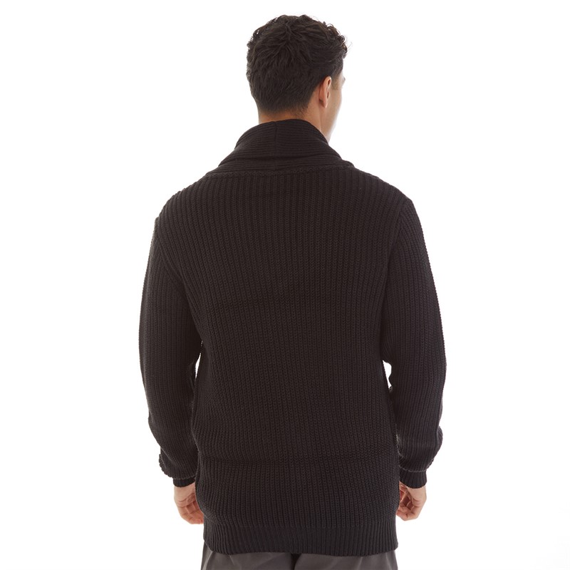 Onfire Mens Shawl Collar Cardigan Black