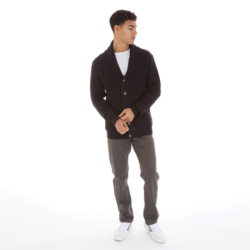 Onfire Mens Shawl Collar Cardigan Black