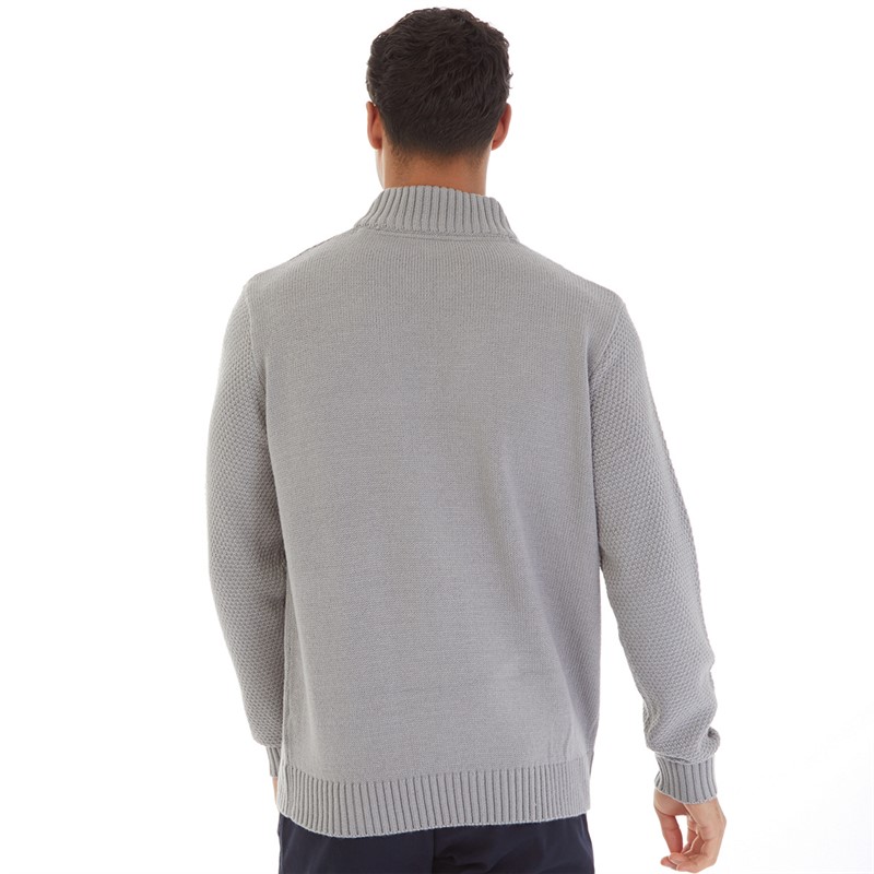 Onfire Mens Cable 1/4 Zip Neck Sweater Grey