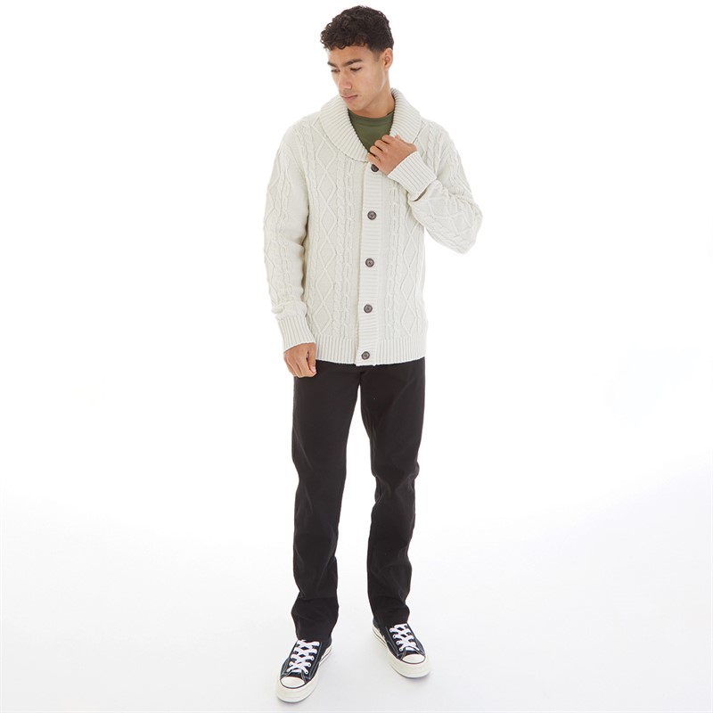 Onfire Mens Cable Shawl Collar Cardigan Plaster