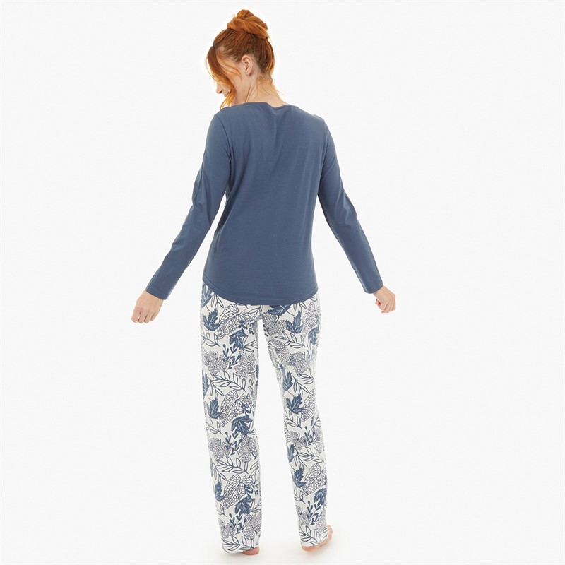 Onfire Womens Long Sleeve AOP Pyjama Set Blue/White