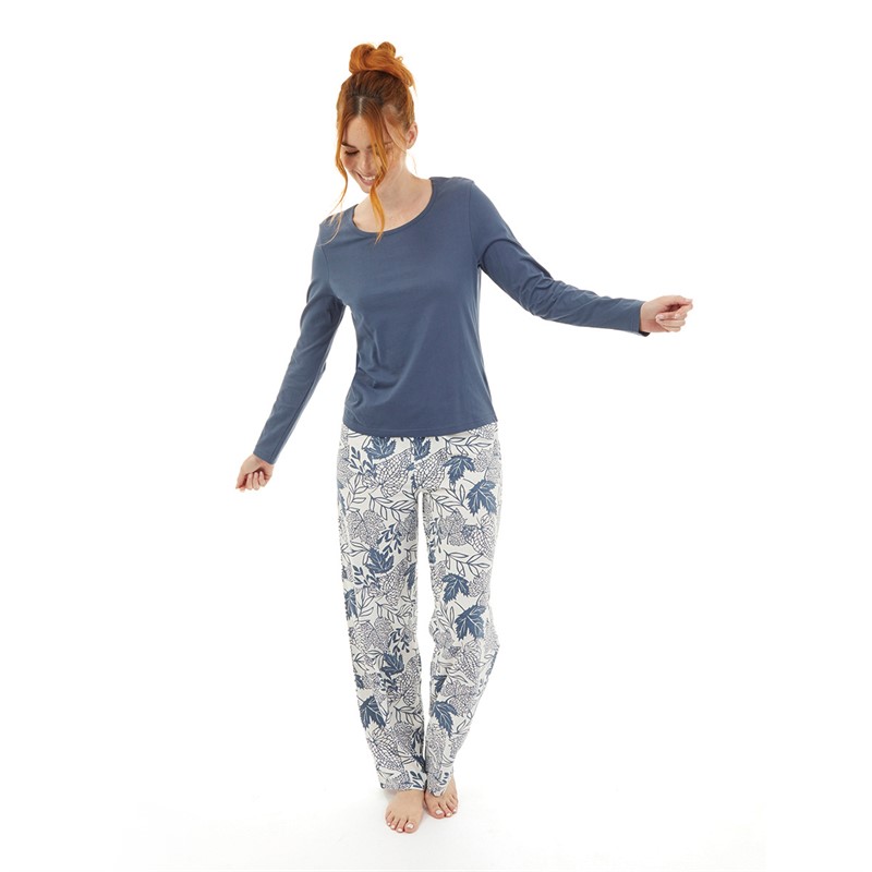 Onfire Womens Long Sleeve AOP Pyjama Set Blue/White