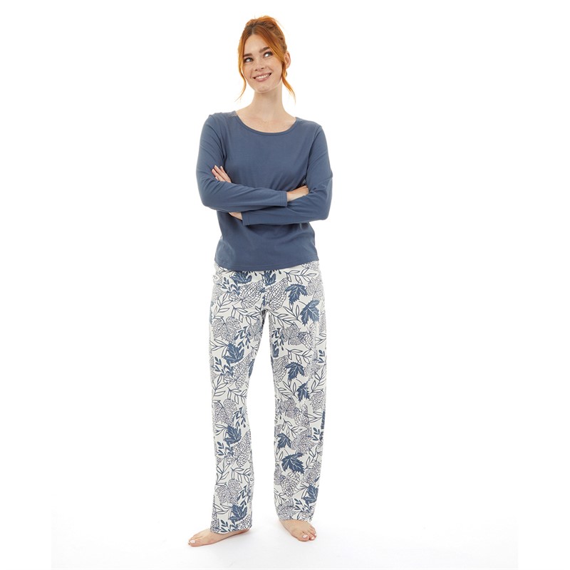 Onfire Womens Long Sleeve AOP Pyjama Set Blue/White