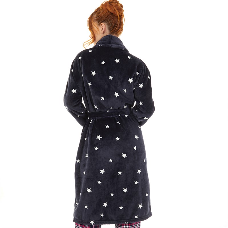 Onfire Womens AOP Star Robe Navy