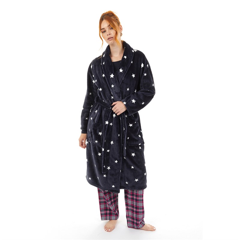 Onfire Womens AOP Star Robe Navy