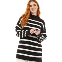 Onfire Womens Striped Sweater Black/Ecru