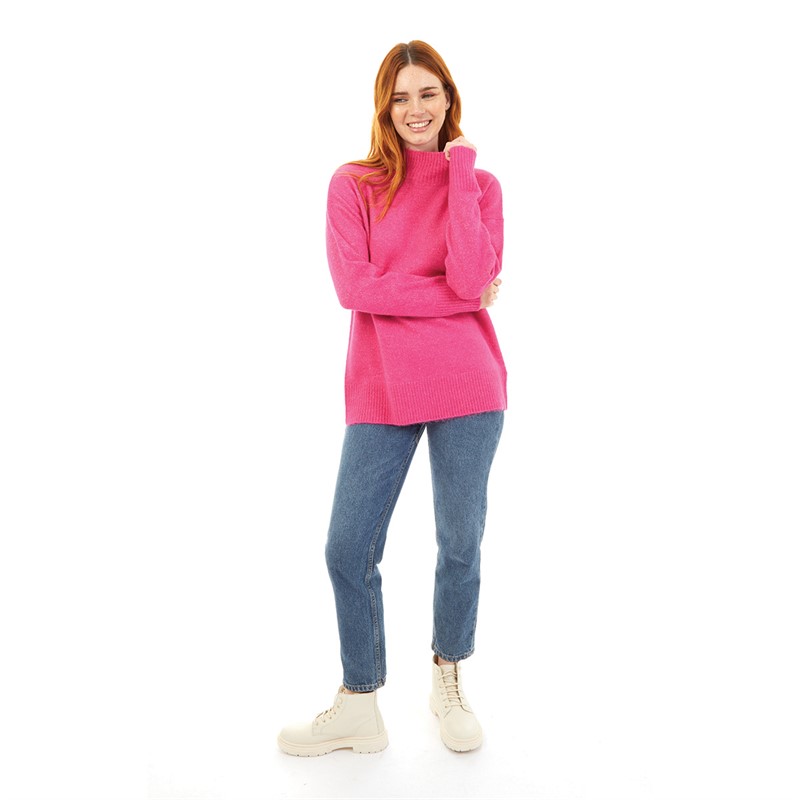 Onfire Womens High Neck Sweater Pink