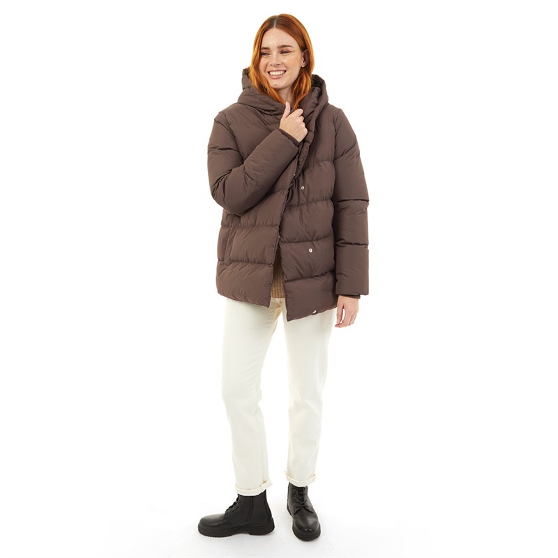 Onfire Womens Hooded Duvet Jacket Chocolate