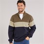 Onfire Mens 1/4 Zip Colour Block Sweatshirt Khaki/Navy