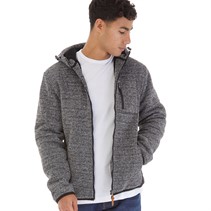 Onfire Mens Fleece Lined Zip Through Hoodie Light Grey