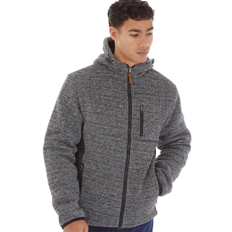 Onfire Mens Fleece Lined Zip Through Hoodie Light Grey