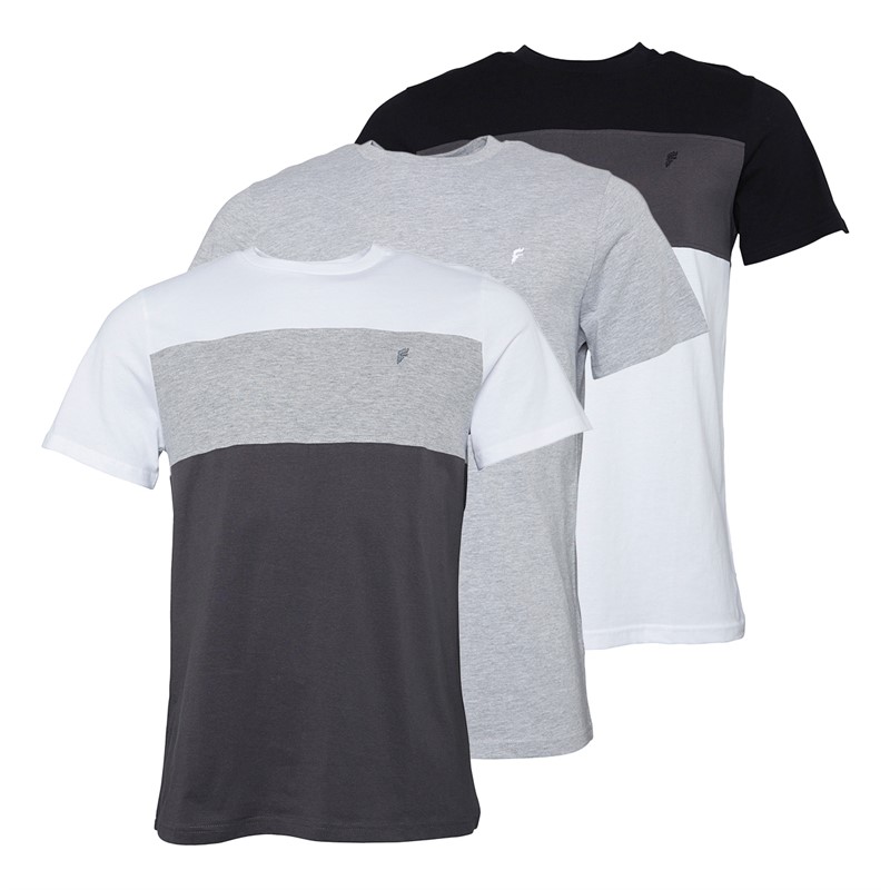 Onfire Mens Three Pack Colour Block T-Shirts Multi