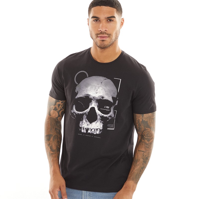 Onfire Mens Skull T-Shirt Black