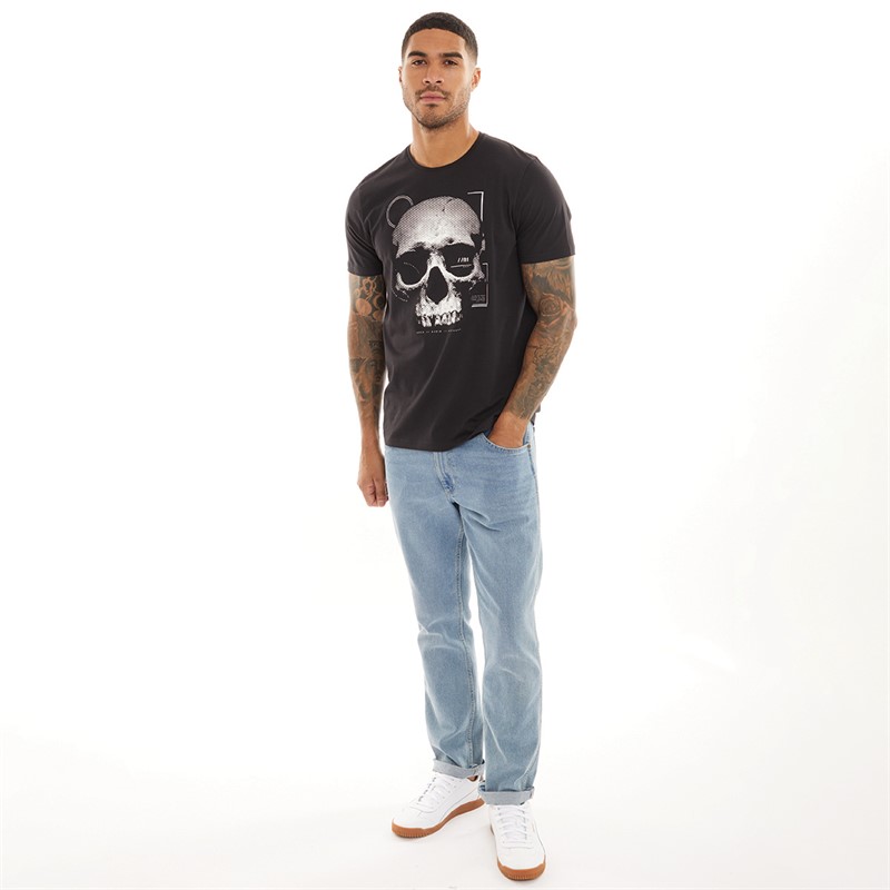 Onfire Mens Skull T-Shirt Black