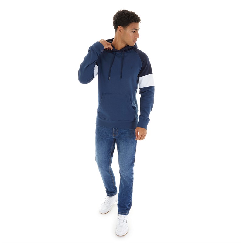 Onfire Mens Arm Stripe Hoodie Dark Denim