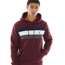 Onfire Mens Chest Stripe Hoodie Windsor Wine