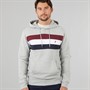 Onfire Mens Chest Stripe Hoodie Light Grey Marl