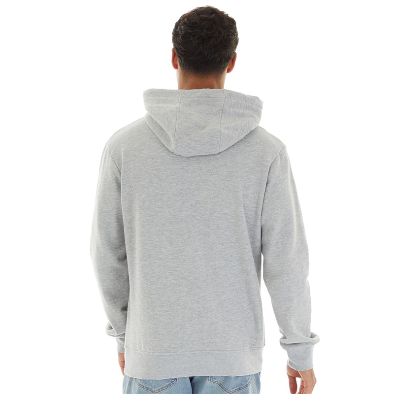 Onfire Mens Chest Stripe Hoodie Light Grey Marl