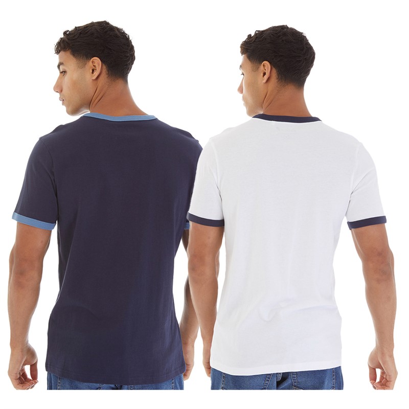 Onfire Mens Two Pack Ringer T-Shirts White/Navy/Blue