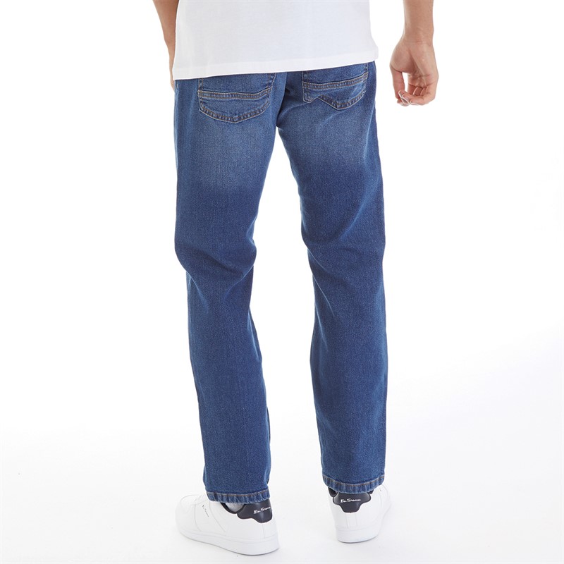 Onfire Mens Straight Fit Denim Jeans Mid Wash