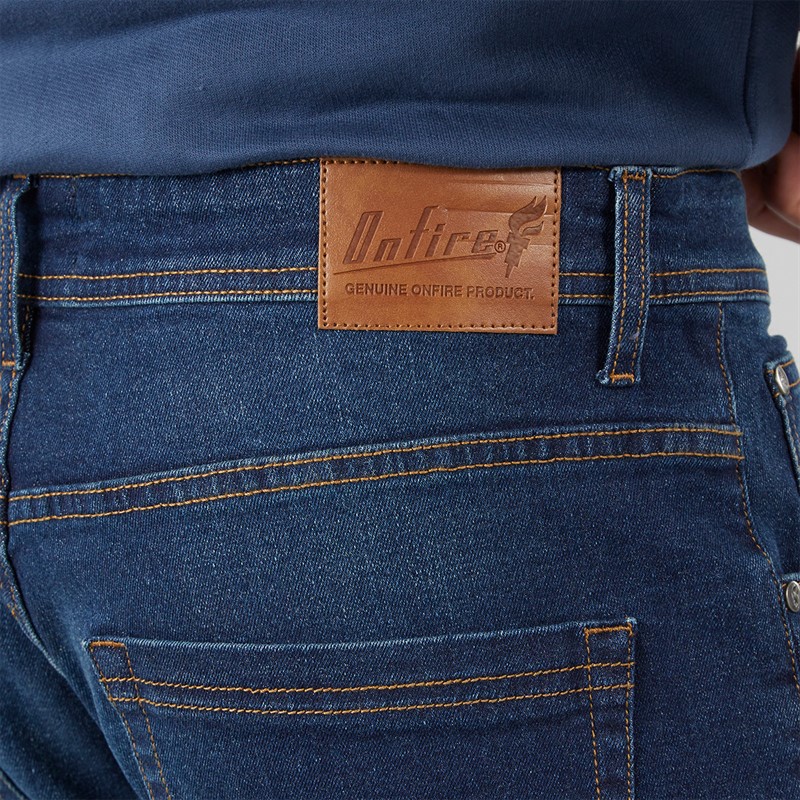 Onfire Mens Straight Fit Denim Jeans Dark Wash