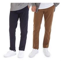 Onfire Mens Two Pack Slim Fit Chino Trousers Navy/Cinnamon