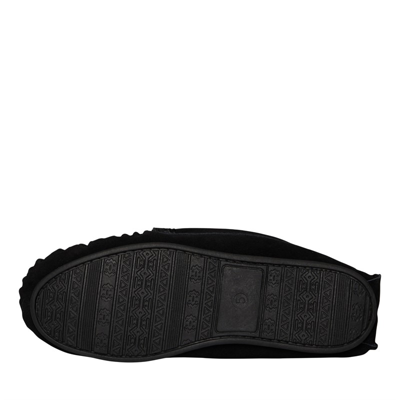 Onfire Womens Suede Moccasin Slippers Black