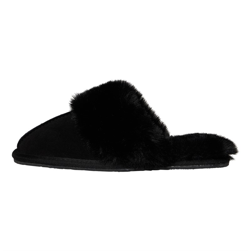 Onfire Womens Suede Mule Slippers Black