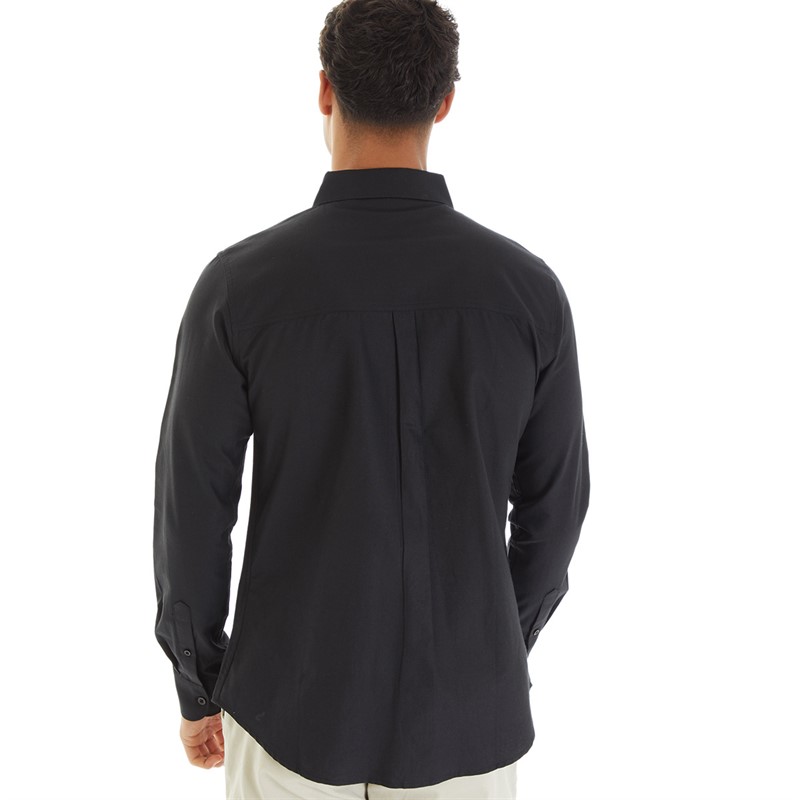 Onfire Mens Long Sleeve Cotton Oxford Shirt Black