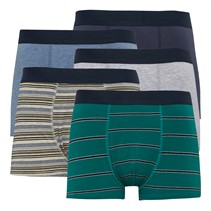 Onfire Mens Assorted Yarn Dyed Stripe Five Pack Boxer Shorts Multi Stripe Multi Navy