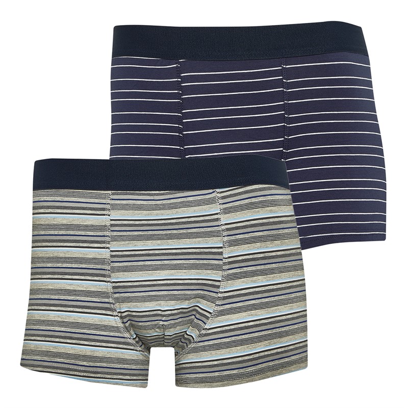 Onfire Mens Assorted Yarn Dyed Stripe Five Pack Boxer Shorts Multi Stripe Multi Navy