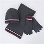 Onfire Mens Stripe Hat Scarf And Gloves Set Charcoal/Burg/Navy