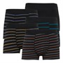 Onfire Mens Assorted Yarn Dyed Plain/Stripe Five Pack Boxer Shorts Multi Stripe Multi Black