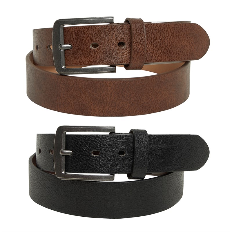 Onfire Mens Two Pack Bonded Leather Belts Black/Brown