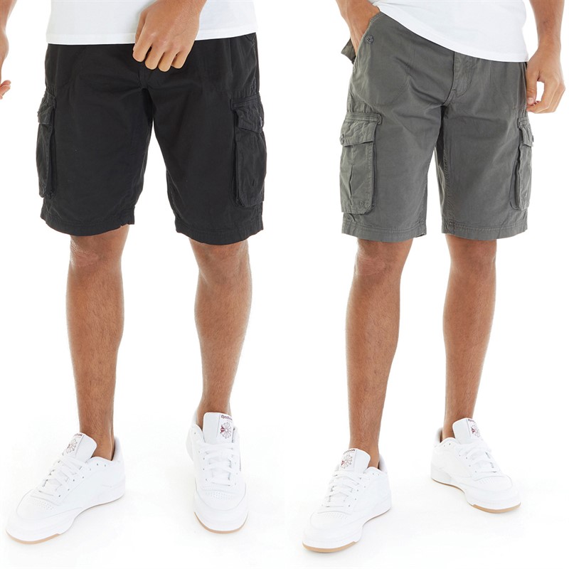 Onfire Mens Two Pack Combat Shorts Black/Grey