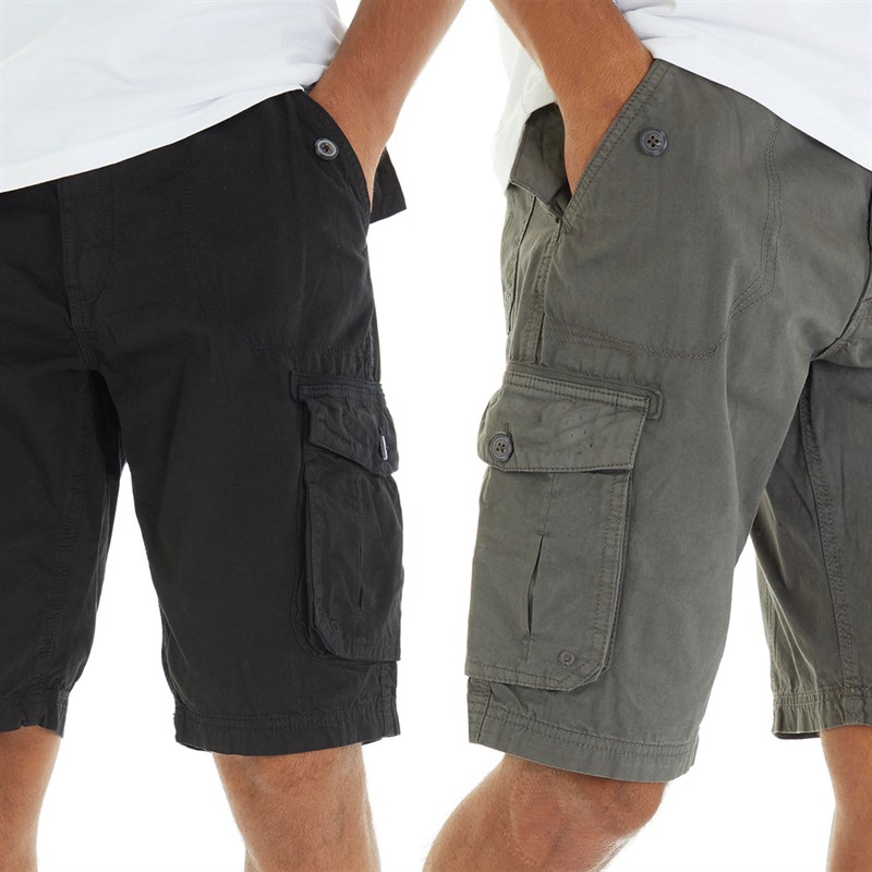 Onfire Mens Two Pack Combat Shorts Black/Grey