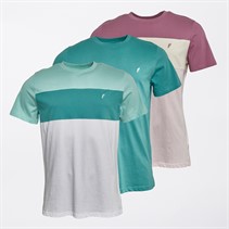 Onfire Mens Three Pack Colour Block T-Shirts Multi