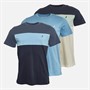 Onfire Mens Three Pack Colour Block T-Shirts Navy/Blue