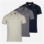 Onfire Mens Three Pack Tipped Jersey Polo Shirts Navy/Ecru/Slate Grey