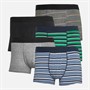 Onfire Mens Assorted Yarn Dyed Plain/Striped Five Pack Boxer Shorts Multi Black Mix