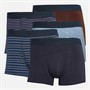 Onfire Mens Assorted Yarn Dyed Plain/Stripe Five Pack Boxer Shorts Multi Stripe/Multi Navy Mix