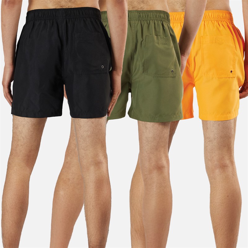 Onfire Mens Three Pack Swim Shorts Black/Khaki/Orange