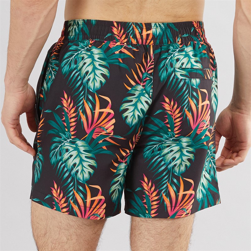 Onfire Mens Tropical Print Swim Shorts Black/Multi