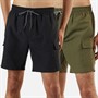 Onfire Mens Two Pack Cargo Swim Shorts Khaki/Black