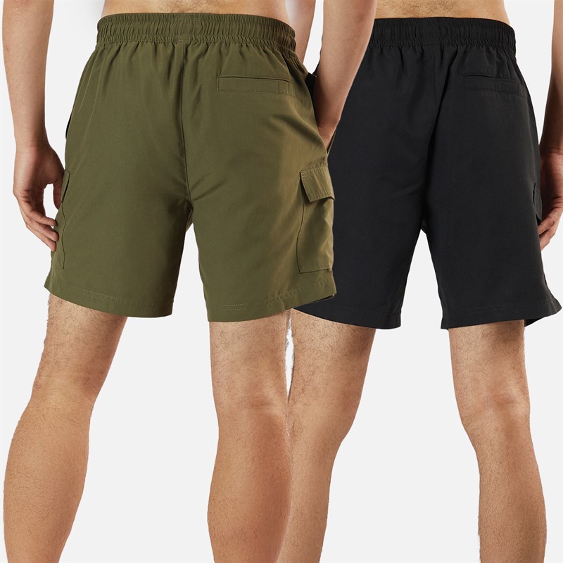 Onfire Mens Two Pack Cargo Swim Shorts Khaki/Black
