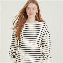 Onfire Womens Stripe Sweatshirt Winter White/Black